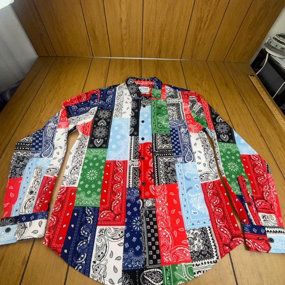 Fresh Prints of Bel-Air Bandana Patchwork Button Down Shirt Men Large Multicolor